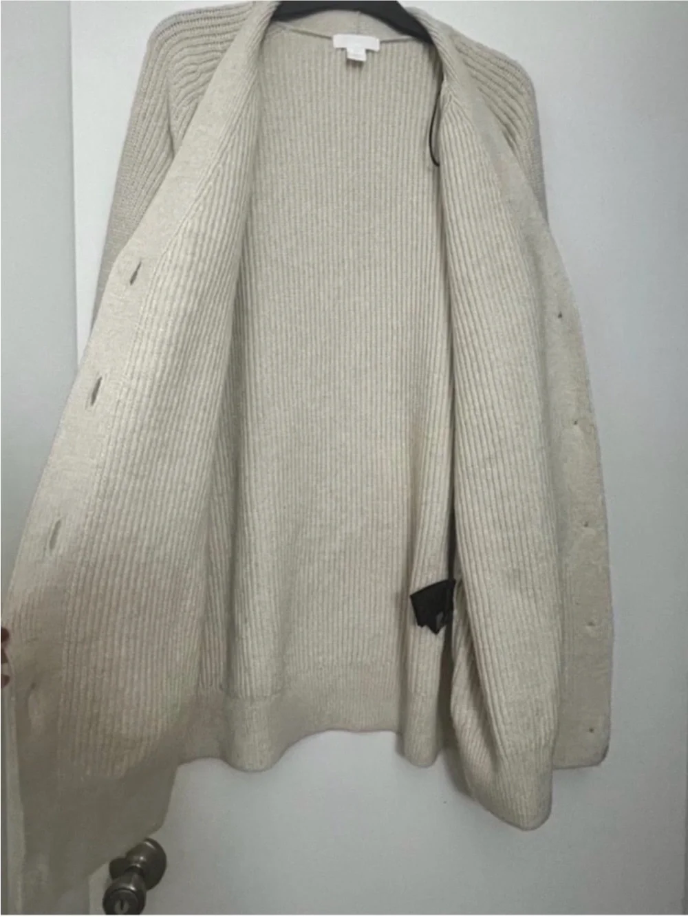 H&M Oversized Ribbed Button Cardigan - Cream - Picture 6 of 7